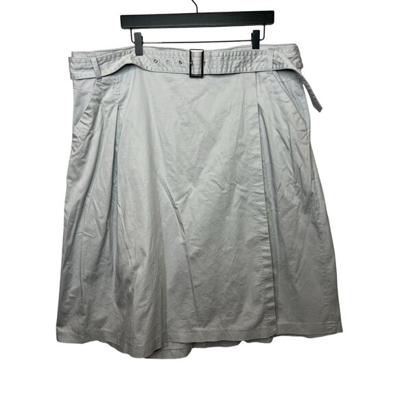 WHBM Gray Belted A-Line Maxi Skirt Plus Size 22W Long Work Career Modest - Picture 1 of 10